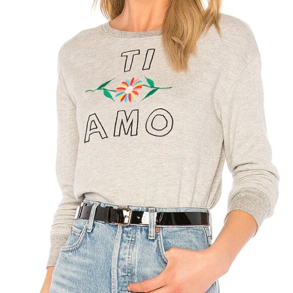 Sundry Women's Size 1 (Small) Heather Gray Ti Amo Pullover Sweater - Picture 1 of 6